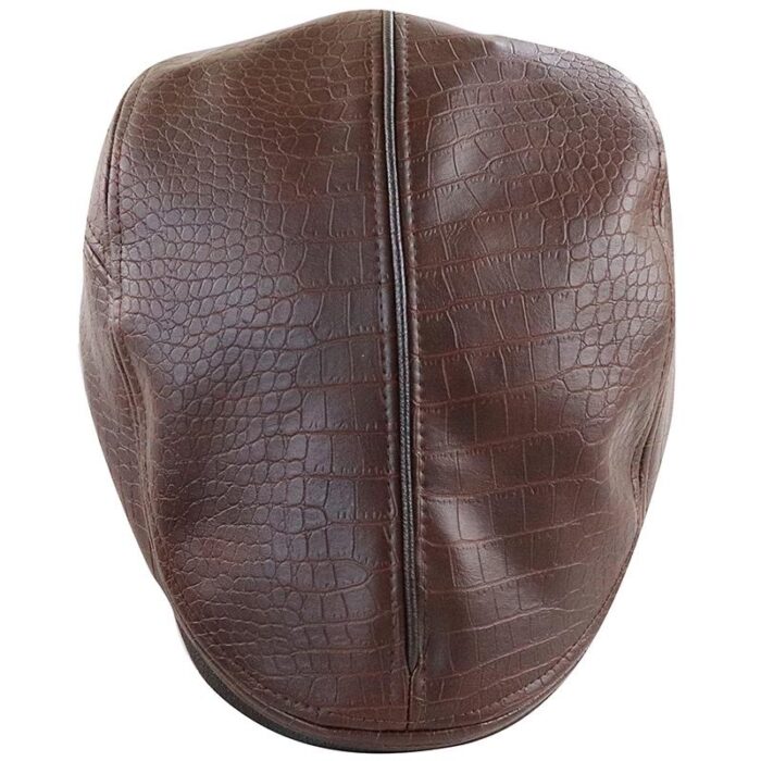 Men's Leather Beret Hunting Cap Beanie Trucker Leather Cap Mens Sports Hat - 图片 6