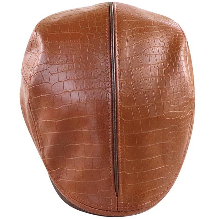 Men's Leather Beret Hunting Cap Beanie Trucker Leather Cap Mens Sports Hat - 图片 7