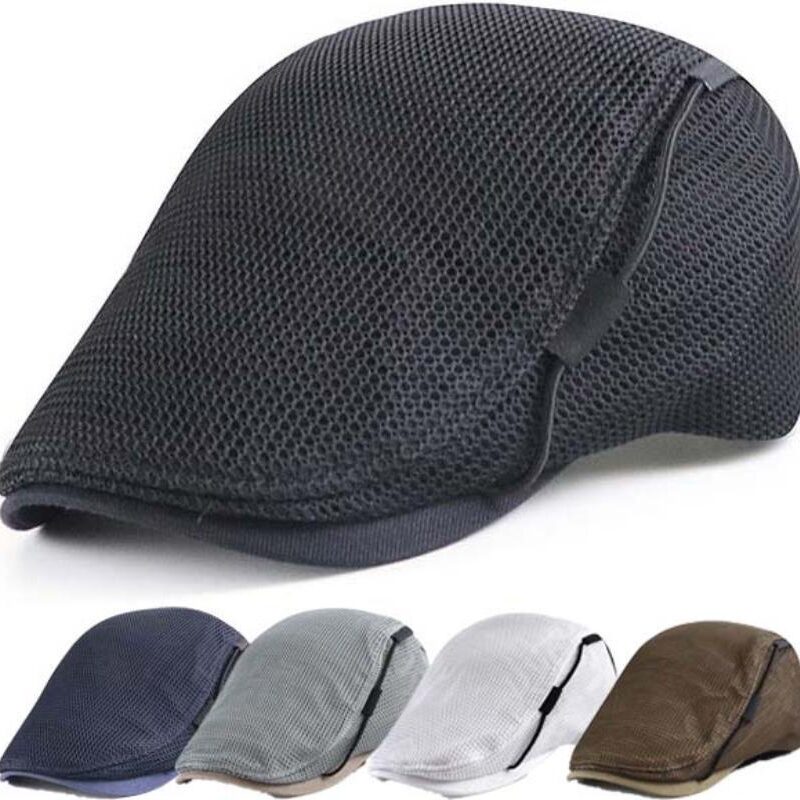 Mesh Cap Breathable Hat Men's Peaked Cap Sun Protection Sun Visor Wearing Rope Peaked Cap